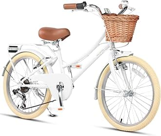 Glerc 20 24 26 Inch Beach Cruiser Bike, 6-Speed Hybrid City Bicycle for Girls Youth and Over 6 Years Old, Missy Bike with Wicker Basket & Lightweight, Multiple Colors