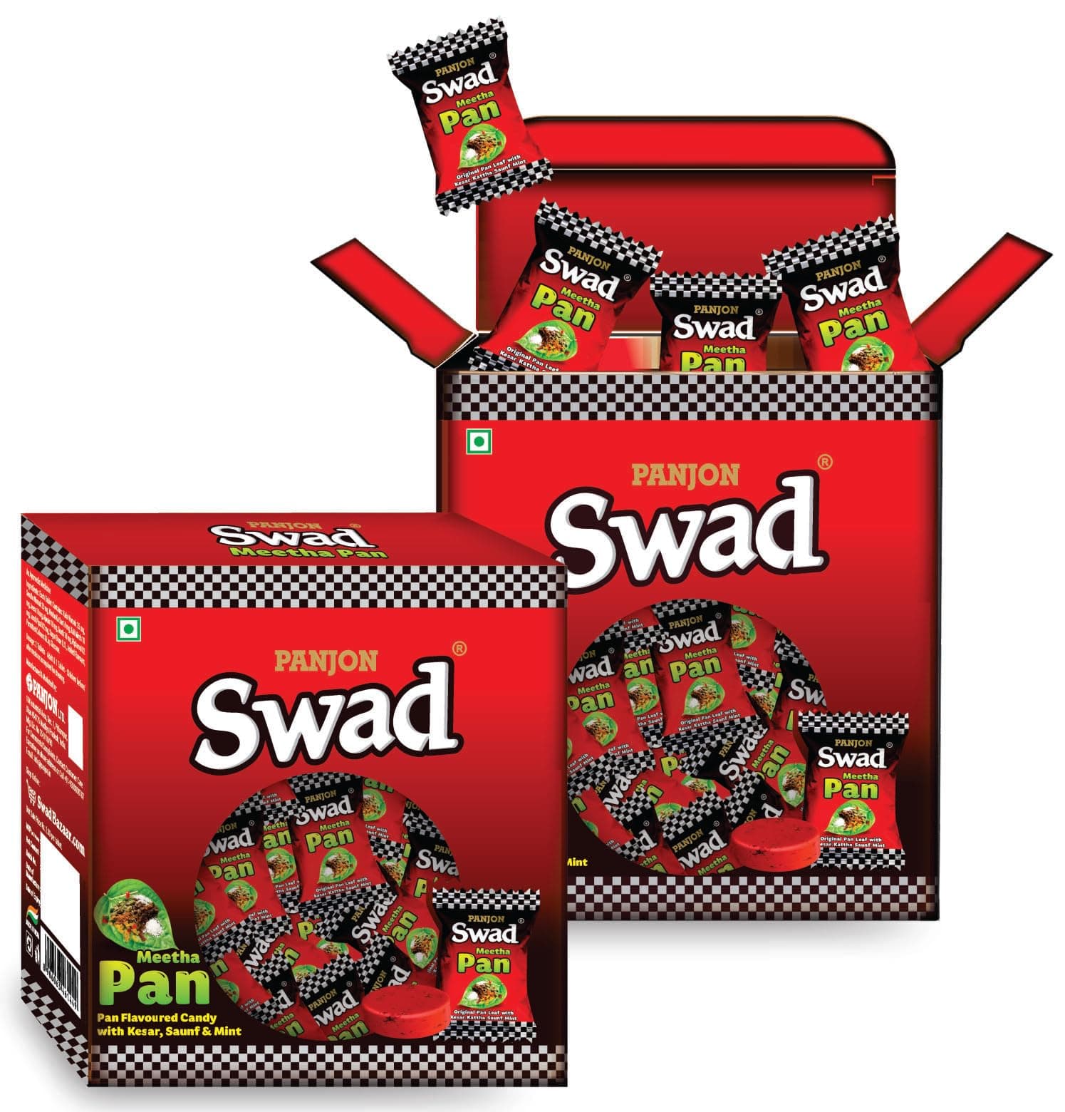 Swad Gift Box, Meetha Pan Candy (Paan Flavour with Saunf, Kesar & Mint) 125 Toffee x 2 Box Pack, 998 Gram