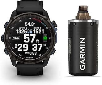 Garmin Descent Mk3i – 51 mm, Carbon Gray DLC Titanium Watch with Rubber Band and T2 Transceiver