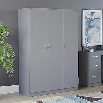 Vida Designs Riano Wardrobe, With Shelf & Hanging Rail Bedroom Storage Furniture (Grey, 3 Door)