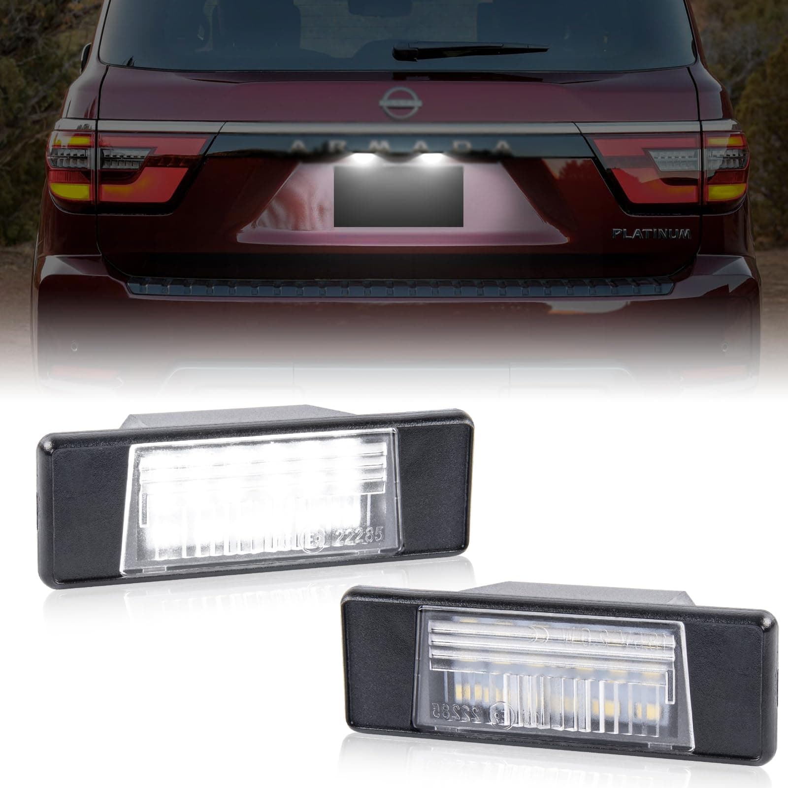 Gempro Led License Plate Light Tag Lamp Assembly Compatible with Nissan Armada Juke Versa NV200 Rogue Sport Infiniti Q50, 6000k White