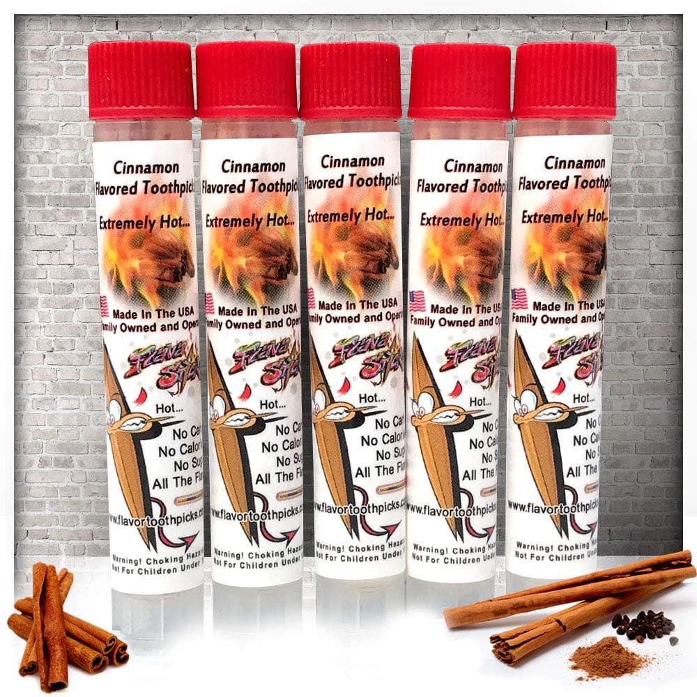 5 Pack Flavor Toothpicks Ultimate Strong Cinnamon Flavor 60 Picks Total Count Great Cinnamon Infused Flavored Toothpick Keto Friendly