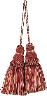 BEL AVENIR Tassel Key Tassel with Loops Handmade Craft Charms DIY Accessories Elegant Soft Making Curtain Home Decoration (Mix Red, 2 pcs)