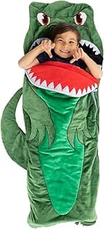 Bixbee Kids Dinosaur Sleeping Bag for 3+, 60 x 22 Inches, Soft Toddler Slumber Bag with Carrying Handle | Machine Washable for Naptime, Daycare