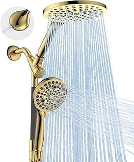 Dual Handheld Shower Head Combo, 2-in-1 Rain Shower Heads System 8 Inch Rainfall Shower Head and 10 Modes High Pressure Hand Held Showerhead with Built-in Power Wash