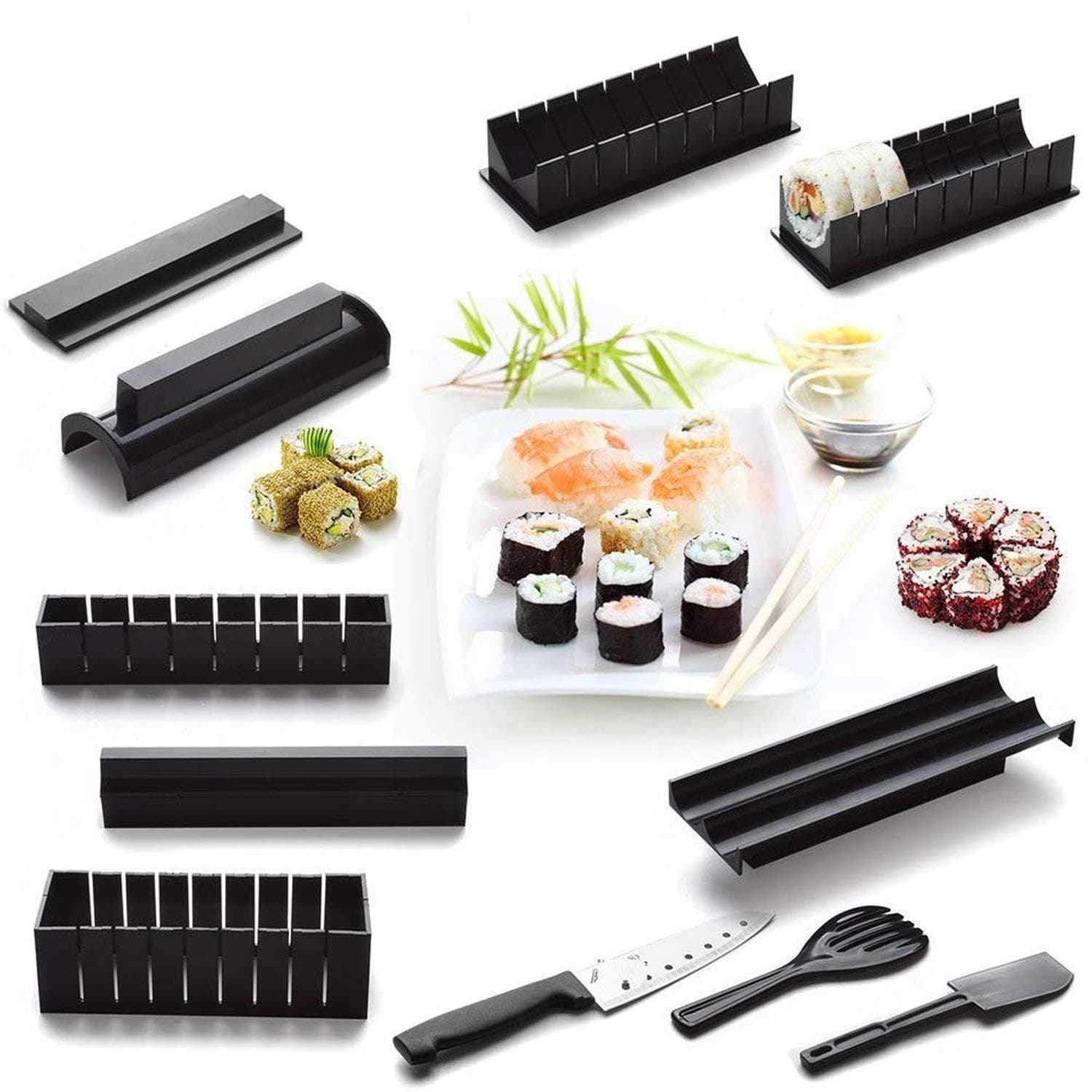 ELEDUCTMON Sushi Making Kit for Beginners - Deluxe Sushi Maker with Online Video Tutorials and 11-Piece DIY Set - Easy and Fun