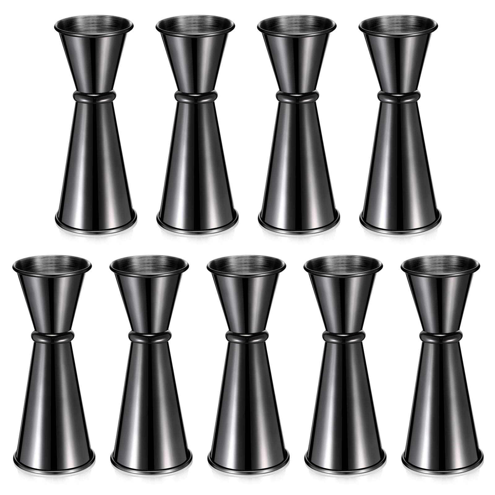 Yinkin 9 Pieces Jigger for Bartending Cocktail Jigger 2 oz 1 oz, 304 Stainless Steel Shot Glass Measuring Cup Shot Measure Jigger Double Japanese Jigger for Bartender Bar Supplies (Black)