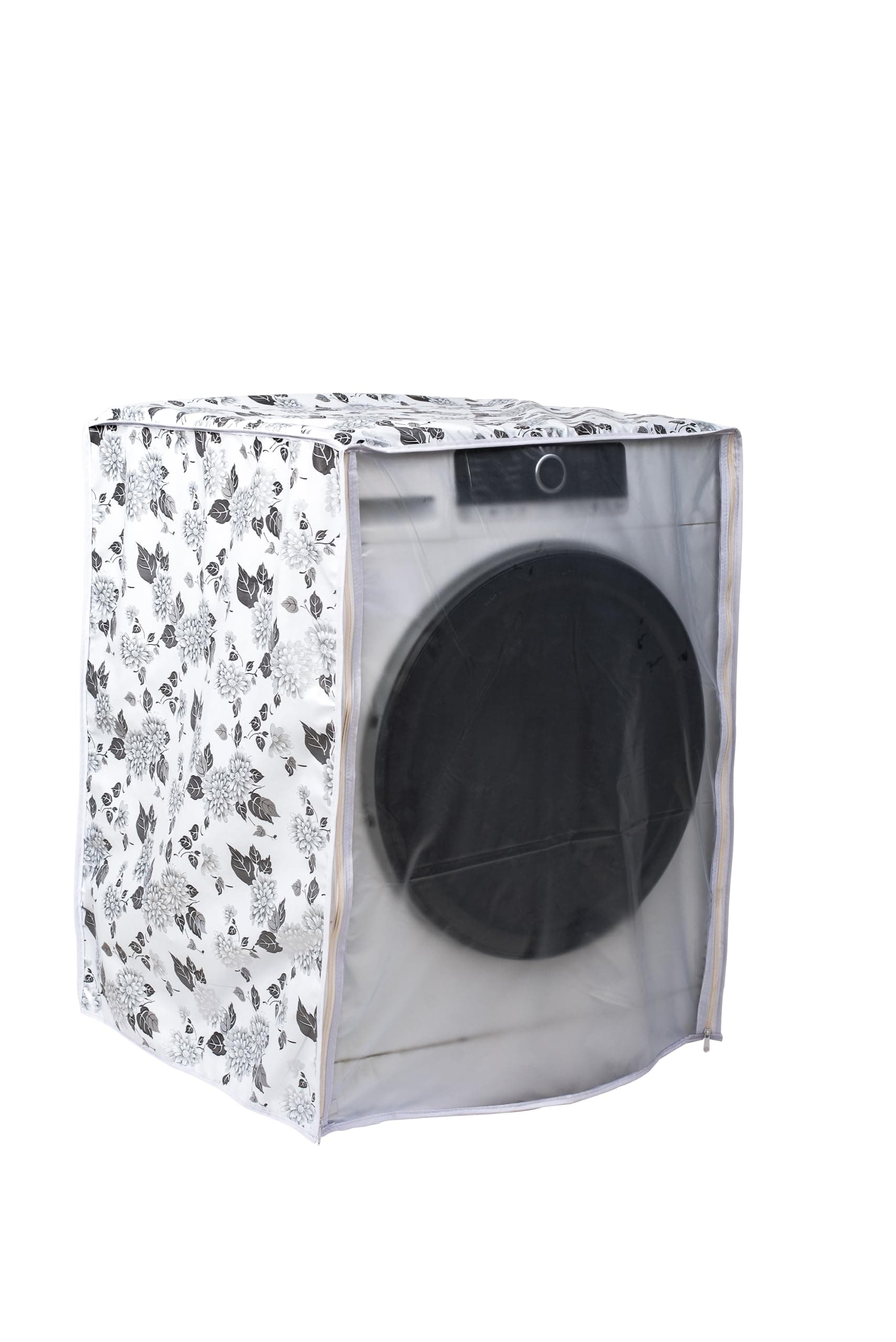 Classic® Front Load Washing Machine Cover Suitable for LG 8.5 Kg, 9 Kg, 9.5 Kg, 10 Kg, 10.5 Kg, 11 Kg, 11.5 Kg, 12 Kg (72cmsX63cmsX81cms, Half White & Grey)