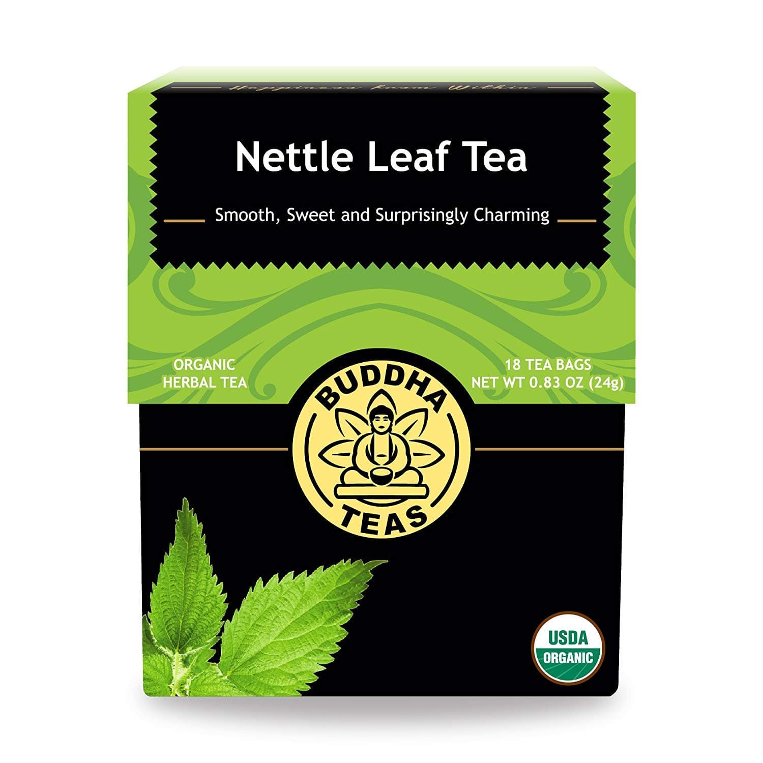 Organic Nettle Leaf Tea - Kosher, Caffeine-Free, GMO-Free - 18 Bleach-Free Tea Bags (3 Pack)