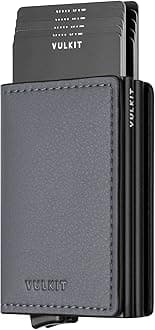 Pop Up Wallet Automatic Leather Slim Credit Card Holder RFID Blocking Metal Double Card Case for Men and Women Iron Grey