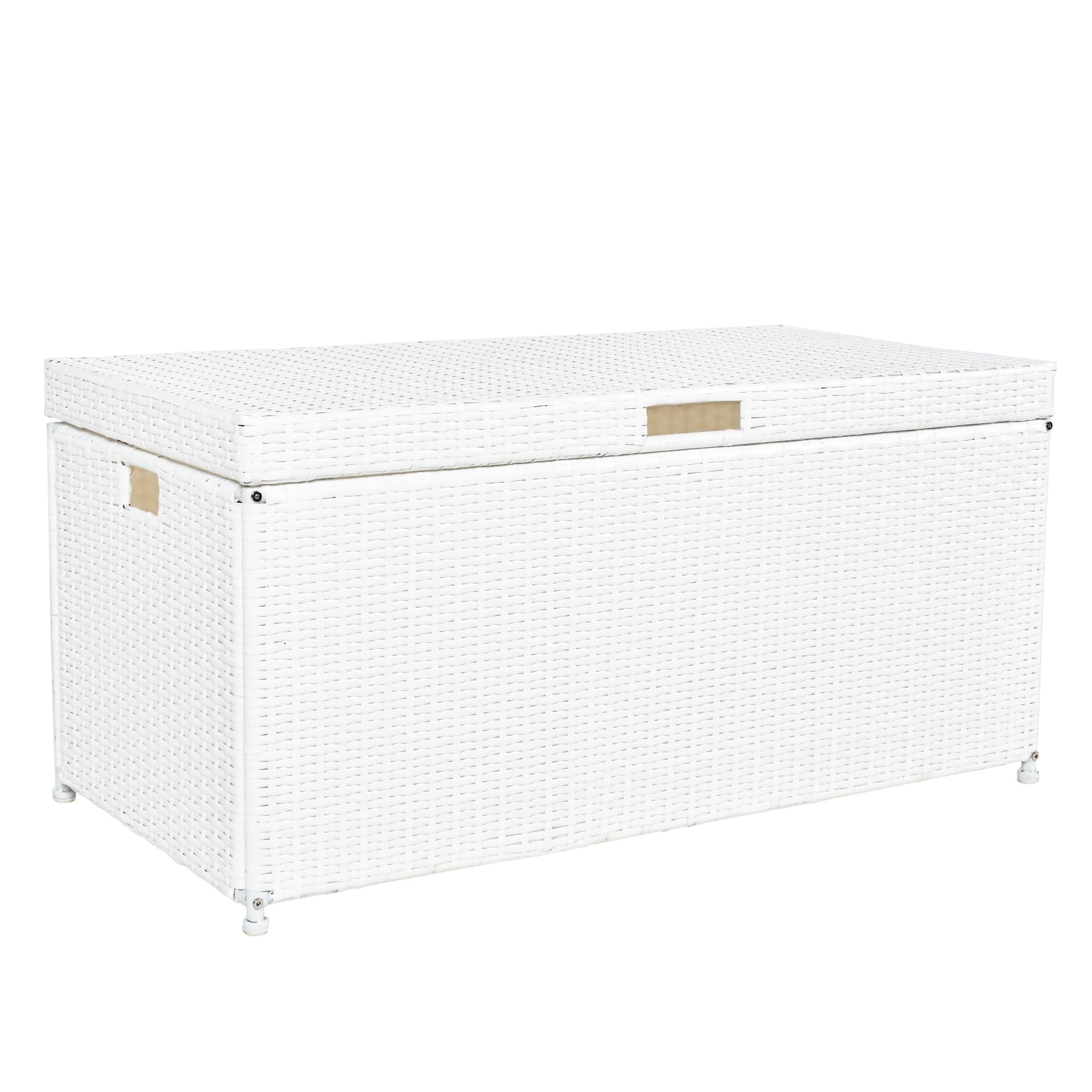 JeCo Outdoor 70 Gallon Wicker Deck Storage Box Color: White