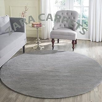 ZARACARPETS; 'can Change The Floor Solid Plain Exported Quality Hand Made Carpets and Rug Size 4x4 Round Diameter(4 by 4 Round) Grey