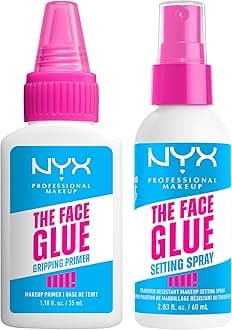 NYX Professional Makeup The Face Glue Primer, Gripping Primer, 35 ml & The Face Glue Setting Spray, Makeup Setting Spray, 60ml Duo Bundle
