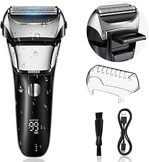 TTAMG Men's Shaver, Electric Shaver, Shaver, LED Display, Remaining Capacity, Electric Shaver, Type-c Rechargeable, Locking Function, Low Noise, Beard Trimmer, Heavy Duty, Water Wash, IPX7 Waterproof