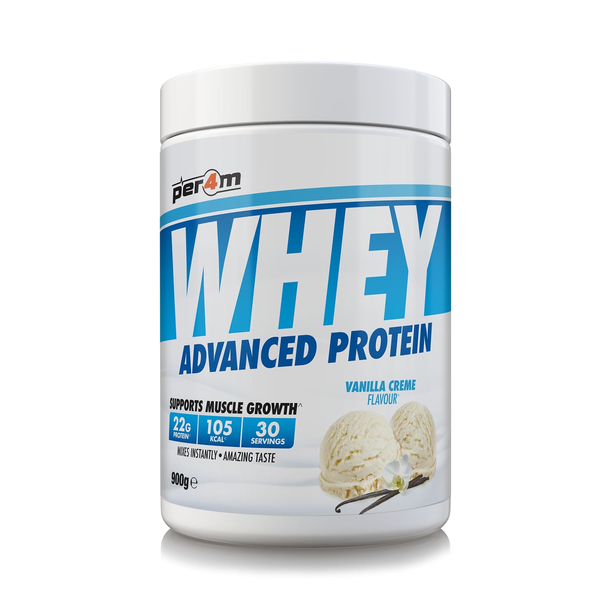 Whey Protein Powder | High Protein Shake for Muscle Growth & Recovery | Low Sugar Gym Supplement | Sports Nutrition Drink + Amino Acids (900g, Vanilla Creme)