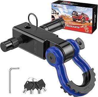 Nilight Anti-Theft Shackle Hitch Receiver 2Inch 45000 LBs Breaking Strength 3/4" Anti-Theft D Ring Shackle 5/8" Trailer Hitch Lock Pin Heavy Duty Solid Towing Kit for Trucks Off Road (Blue&Black)