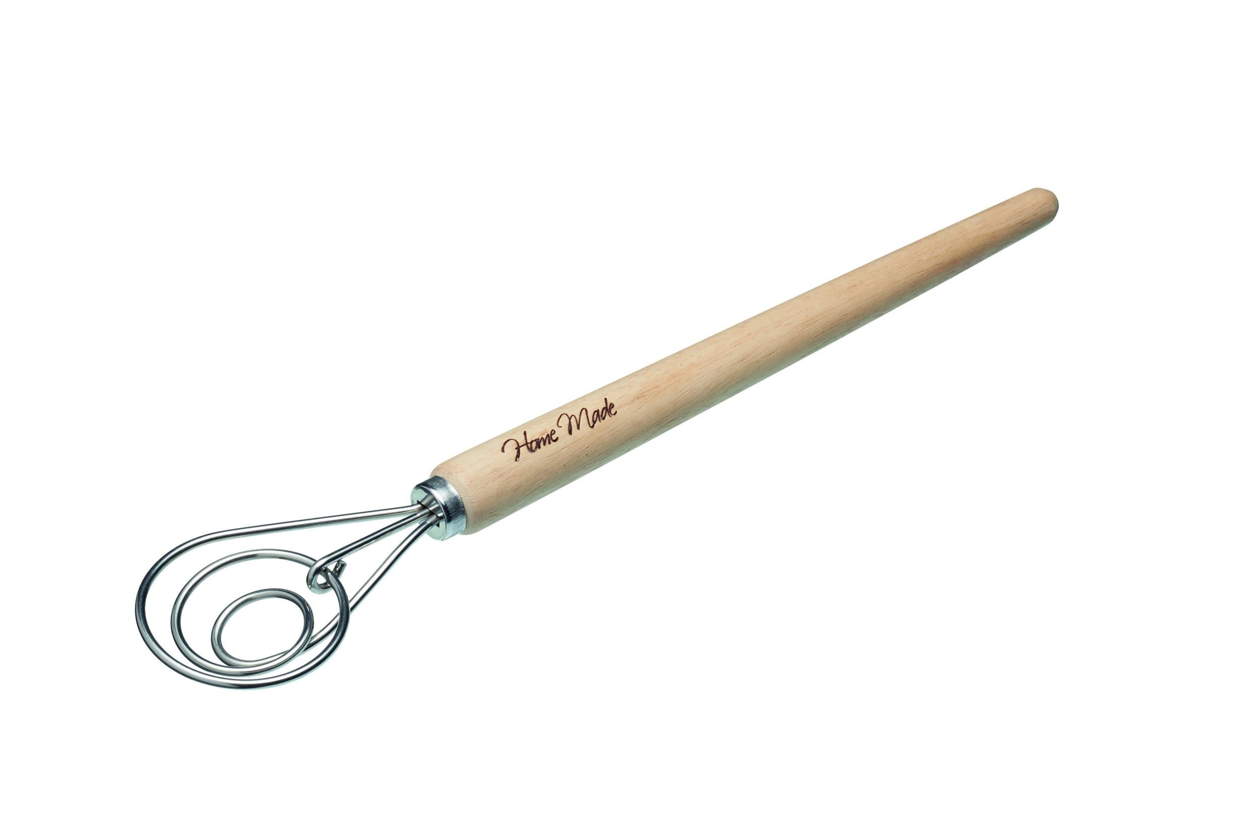 KitchenCraft Home Made 'Brodpisker' Hand Dough Mixer/Danish Dough Whisk, Stainless Steel, 36 cm