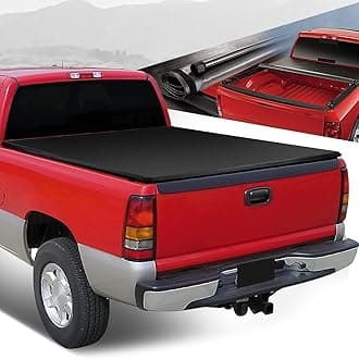 Auto Dynasty Soft Roll-up Truck Bed Tonneau Cover Compatible with 2007-2014 Chevy Silverado GMC Sierra 1500 2500HD 3500HD 6.5Ft Fleetside Bed, Matte Black Soft Vinyl Top
