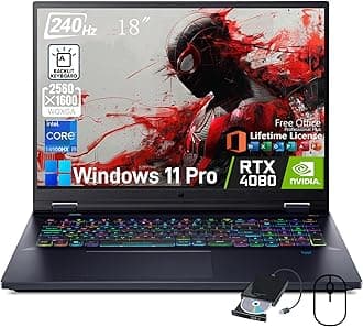 acer Predator Helios 18 Gaming Laptop - 18" 2.5K 240Hz 500 nits Display, Intel i9-14900HX, GeForce RTX 4080, 64GB DDR5, 4TB SSD, Microsoft Office Lifetime, Windows 11 Pro, RGB Backlit KB, WiFi 7