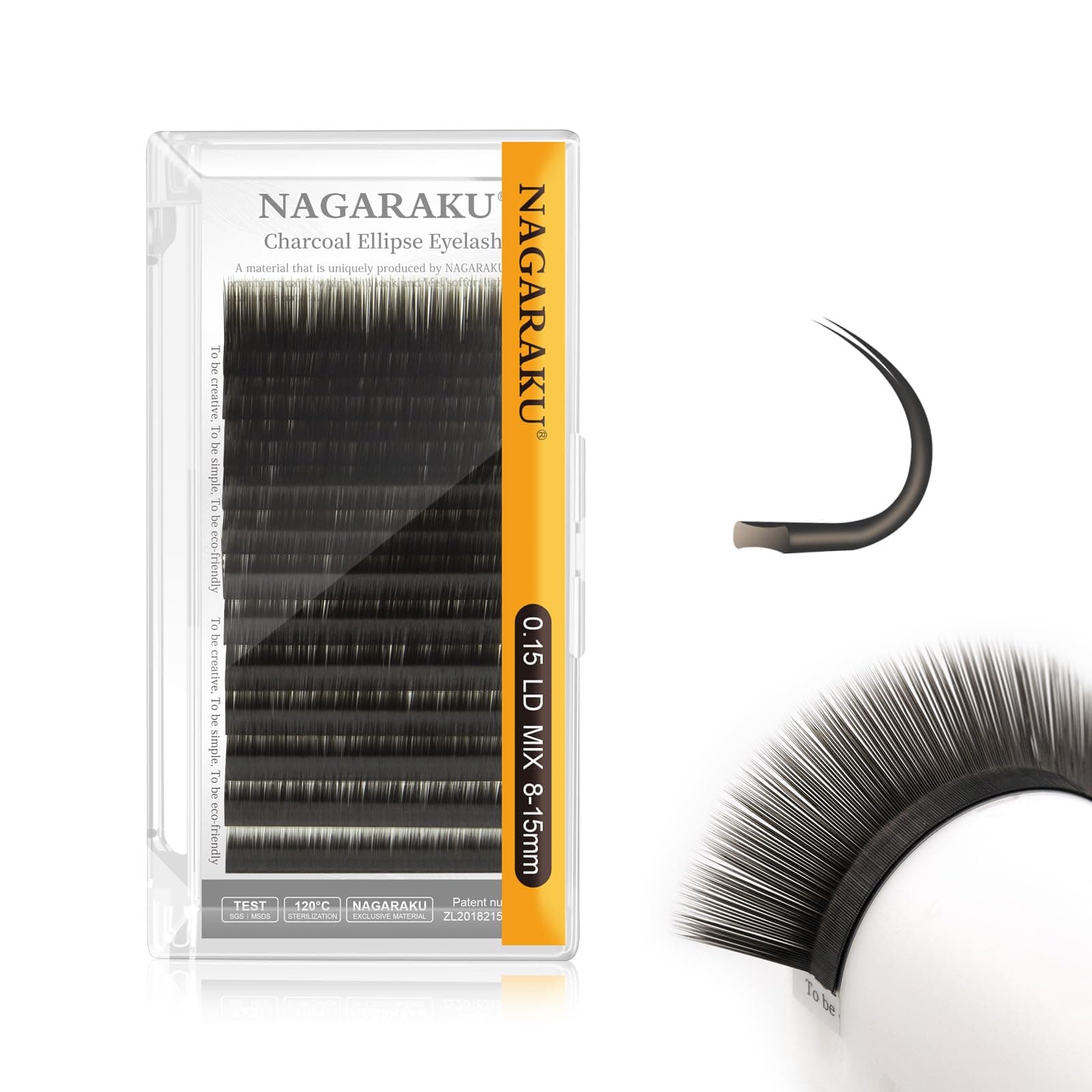 NAGARAKU Double Tips Flat Ellipse Eyelash Extensions Supplies 0.15 LD curl 8-15mm Mix Natural Charcoal Color Faux Mink Super Soft Split Tips Lash Individual Lashes