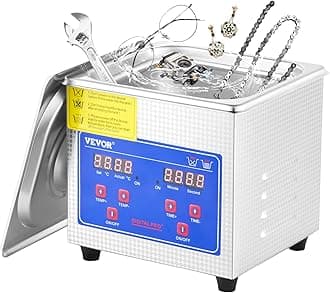 VEVOR 1.3L Professional Ultrasonic Industrial Cleaner with Digital Timer 40kHz Excellent Ultrasonic Cleaning Machine 110V for Jewelry Watch Ring Coin Diamond Eyeglasses Small Parts Cleaning