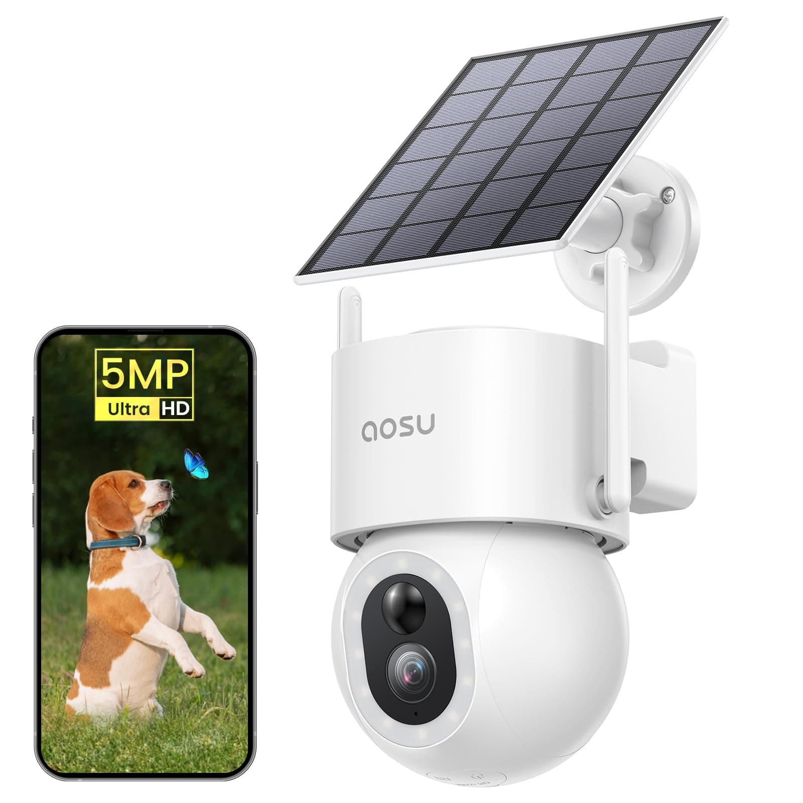 Security Cameras Wireless Outdoor - 3K/5MP Solar Powered 400-Lumen Floodlight Camera, 360° Pan/Tilt Surveillance, Night Vision, 2.4GHz WiFi Camera, Auto Tracking, AI Human/Vehicle/Pet Detection