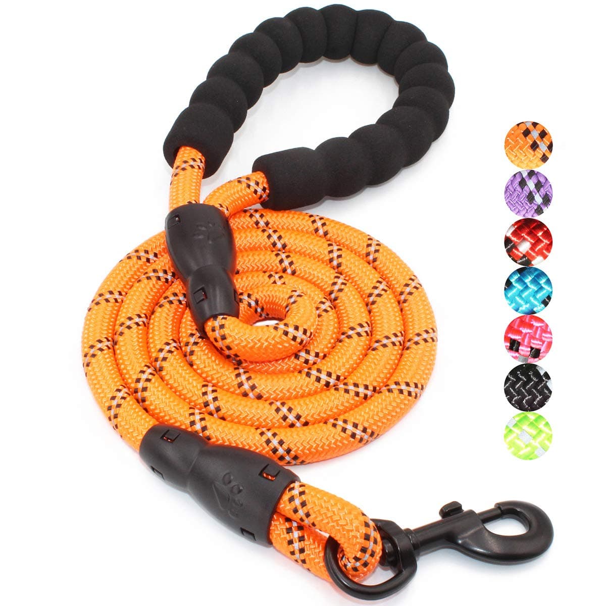 BAAPET 2/4/5/6 FT Dog Leash with Comfortable Padded Handle and Highly Reflective Threads for Small Medium and Large Dogs (5FT-1/2'', Orange)