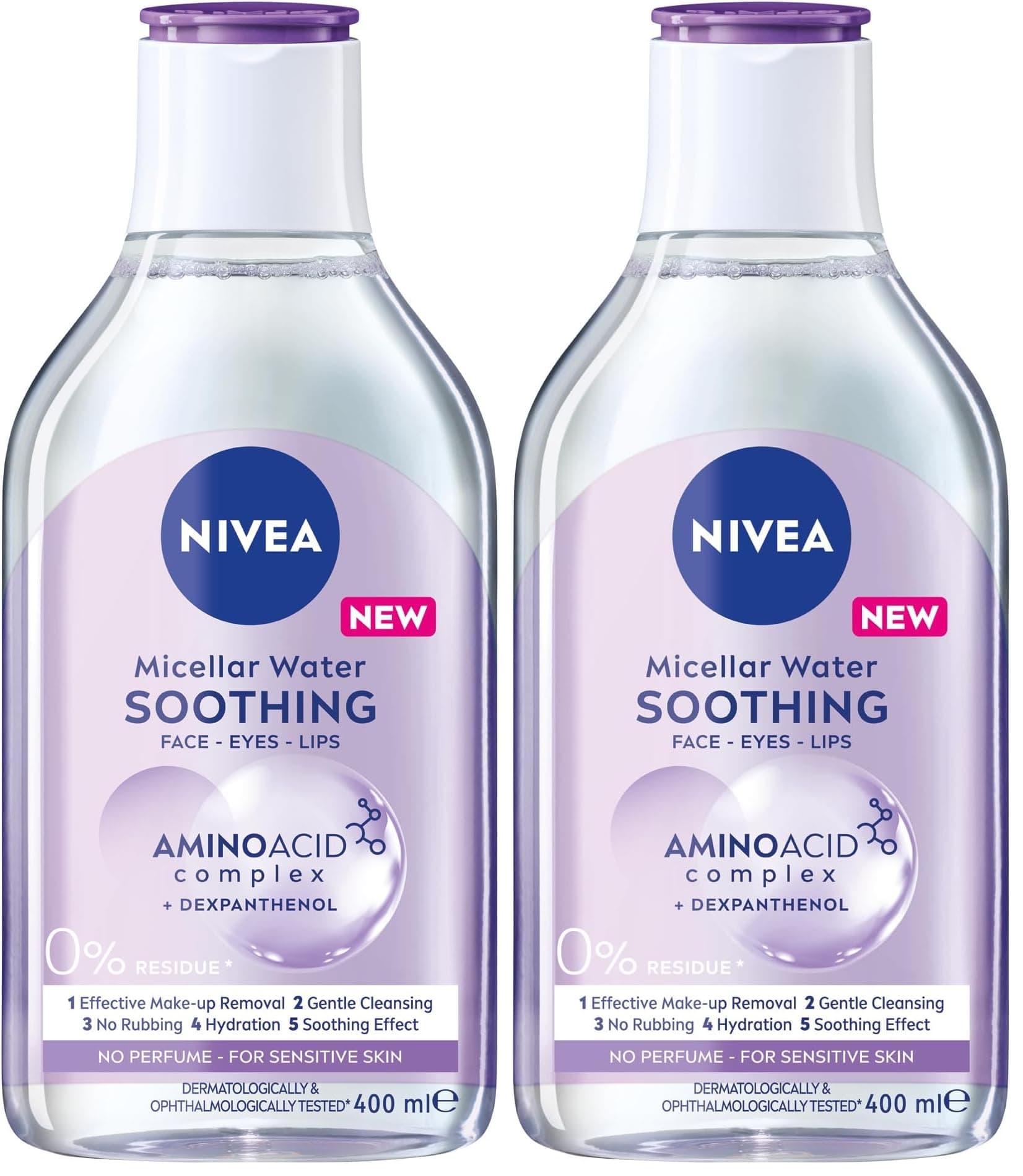 Nivea All Skin Type Make-Up Remover Micellar Water, 400 ml (Pack of 2)