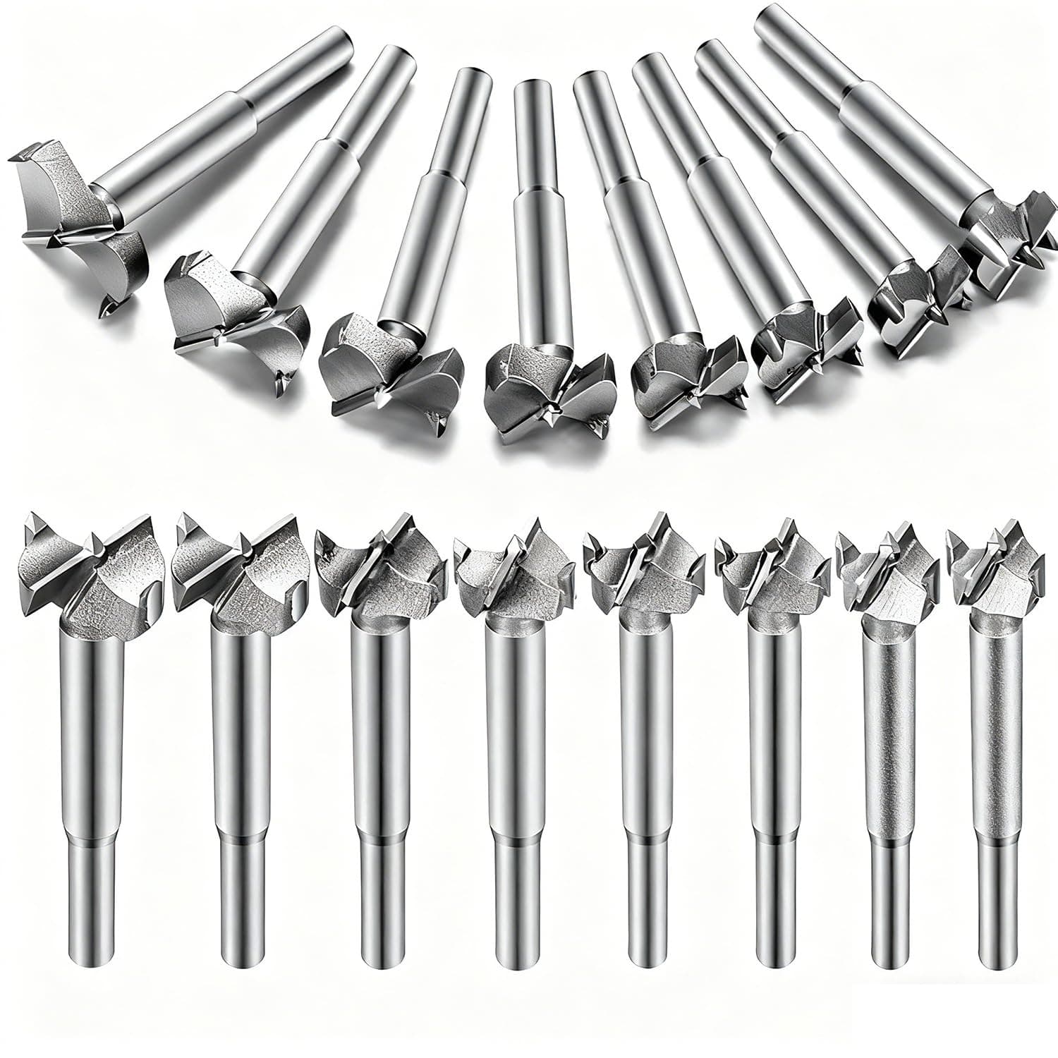 16pcs Forstner Drill Bit Set,Tungsten Steel, HSS Titanium Coated, Forstner Bits for for Wood, Furniture, Cabinets, Cork, Splint, Particle Board(15/16/17/18/19/20/21/22/23/24/25/26/28/30/32/35mm)