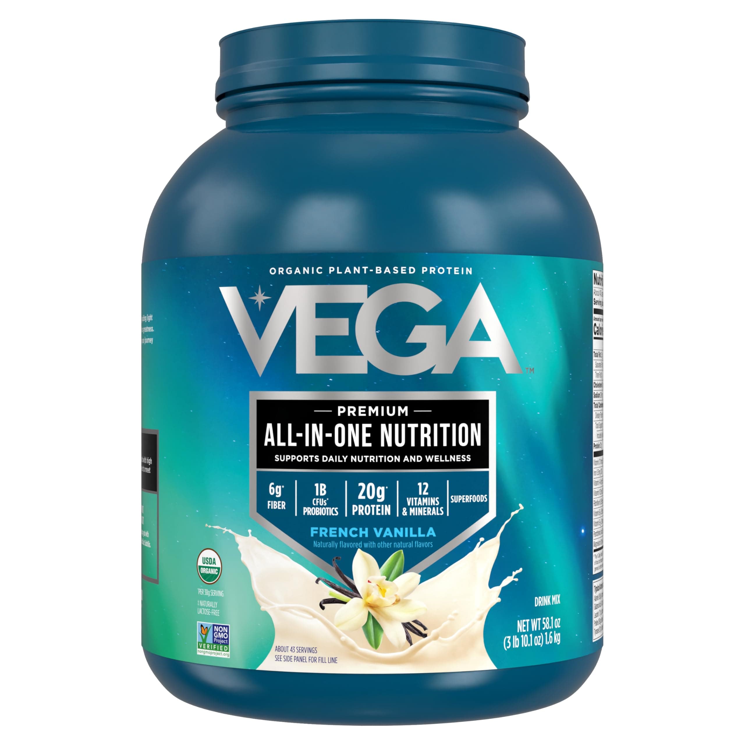 Vega - One All-In-One Organic Plant Based Shake Powder Drink Mix French Vanilla 179028