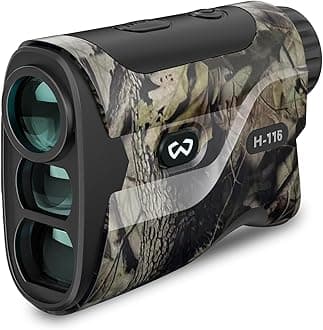 WOSPORTS Hunting Rangefinder, Range Finder for Hunter with Bow Hunting Mode/Distance/Angle/Speed/Scan Multi Functional, 6X Magnification, 1200-Yard
