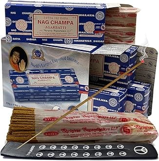 Nag Champa Incense Sticks 250g x 4 and Incense Stick Holder Bundle Insence Insense Satya Incense