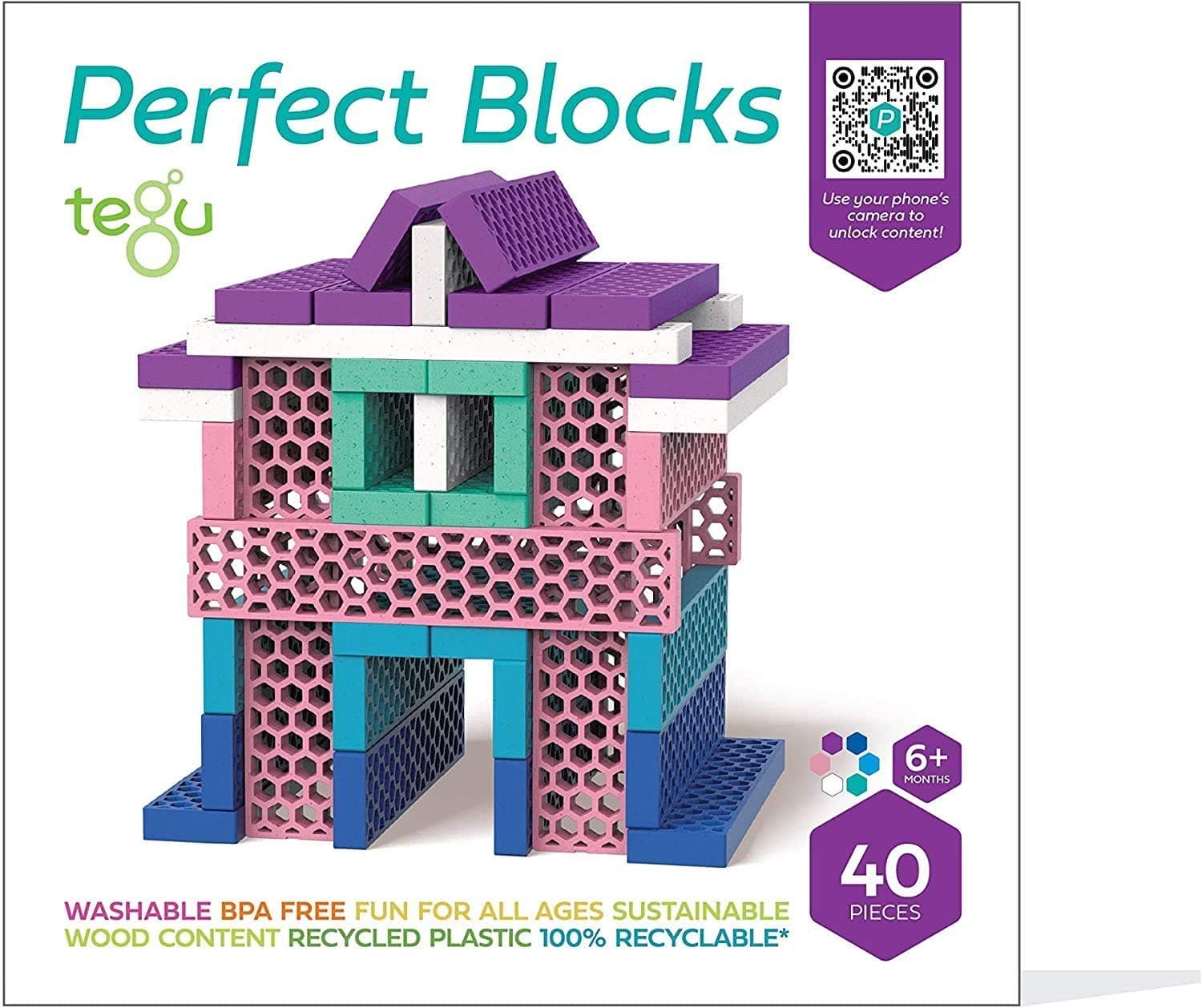 Tegu40 Piece Perfect Blocks Building Set Purple & Blue (Amazon Exclusive)