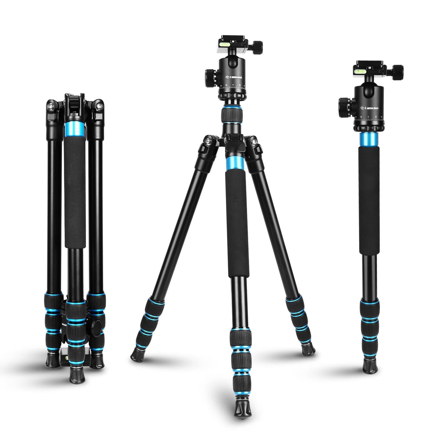 Camera Tripod for Camera - Aluminum Tripod Monopod with 360 Degree Panorama Ball Head 1/4’’ Screw Quick Release Plate Fits for Canon Nikon Phone Camcorder Binocular Projector - Tripod