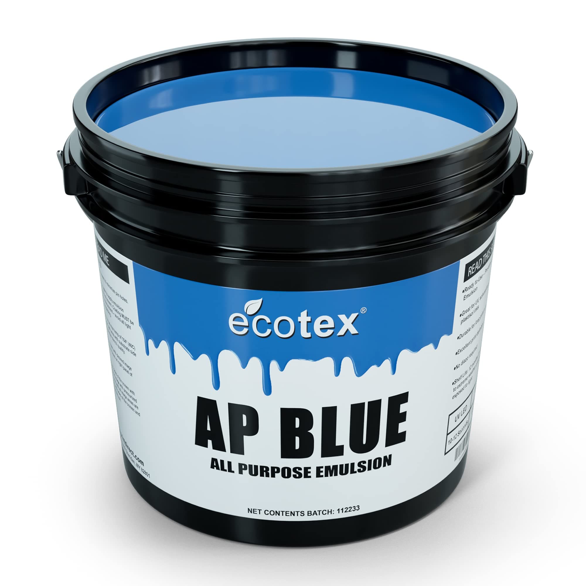 Ecotex® AP Blue Screen Printing Emulsion (Gallon - 128oz.) Pre - Sensitized Photo Emulsion for Silk Screens, Textiles, and Fabric - for Screen Printing Plastisol Ink, Screen Printing Supplies