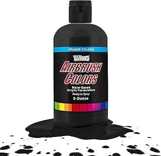 U.S. Art Supply Opaque Deep Black Acrylic Special Effects Airbrush Paint - 8oz Ready to Spray Air Brush Paint for Nails, Models, Fabric - Water-Based Air Brush Painting