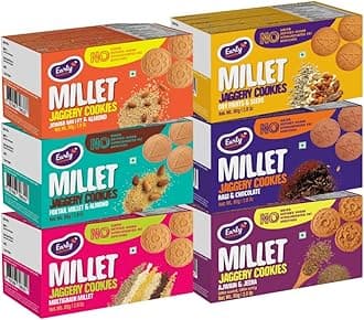 Early Foods - Chota Pack Biscuits Combo Pack - Millet Jaggery Cookies X 6| Healthy Cookies | Sugarfree Biscuits, 512 Gram