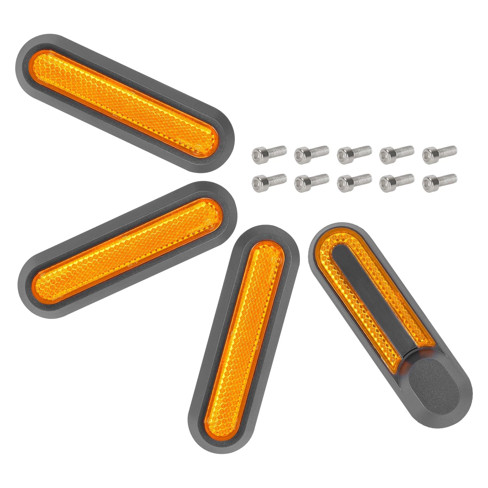 NatcooReflective Side Cover for Xiaomi M365, Pro, 1S, Pro2, E-Scooter Front Rear Wheel Protective Cover, Reflective Piece Scooter Rear Wheel Cover Set Accessories (Black/Orange)