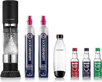 SodaStream Enso Sparkling Water Maker Value Bundle (Black) - includes 2x CO2, Carbonating Bottles and 3PK Bubly Drop Flavors
