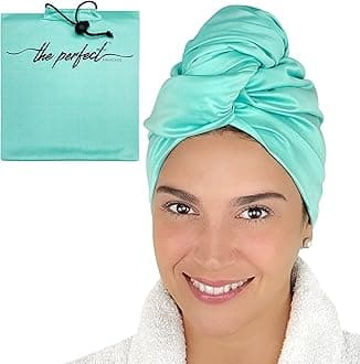 THE PERFECT HAIRCARE Microfibre Hair Towel Wrap for Women - Absorbent Quick Drying Turban for Curly and Long Hair for Girls and Kids - Anti Frizz (Aquamarine)