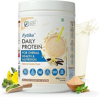 FYTIKAHEALTHCARE PRODUCTS Daily Protein|Protein Powder For Adults With 37 Essential Vitamins & Minerals,|50% Protein Per Serve|High Protein Drink For Women & Men|Net - 400G (Vanila, Pack Of 1)