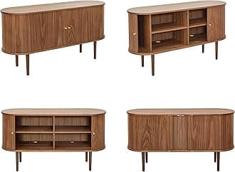 WERMO 55'' Sideboard Storage Cabinet with Doors and Shelves - Wood Credenza for Living Room, Bedroom, Entryway and Home Office Cabinet. Kitchen Buffet, Modern Media Console Table with Storage (Walnut)