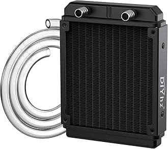 Water Cooling Computer Radiator, 12 Pipe Aluminum Heat Exchanger Liquid Cooling Radiator Heat Sink 120mm for CPU PC Laser Water Cool System DC12V Black with Tube