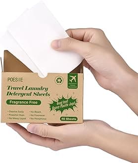 Poesie Laundry Detergent Sheets Laundry Soap Sheets for Travel Camping Clothes Washing Sheet Unscented 1 Mini Box 40 Count