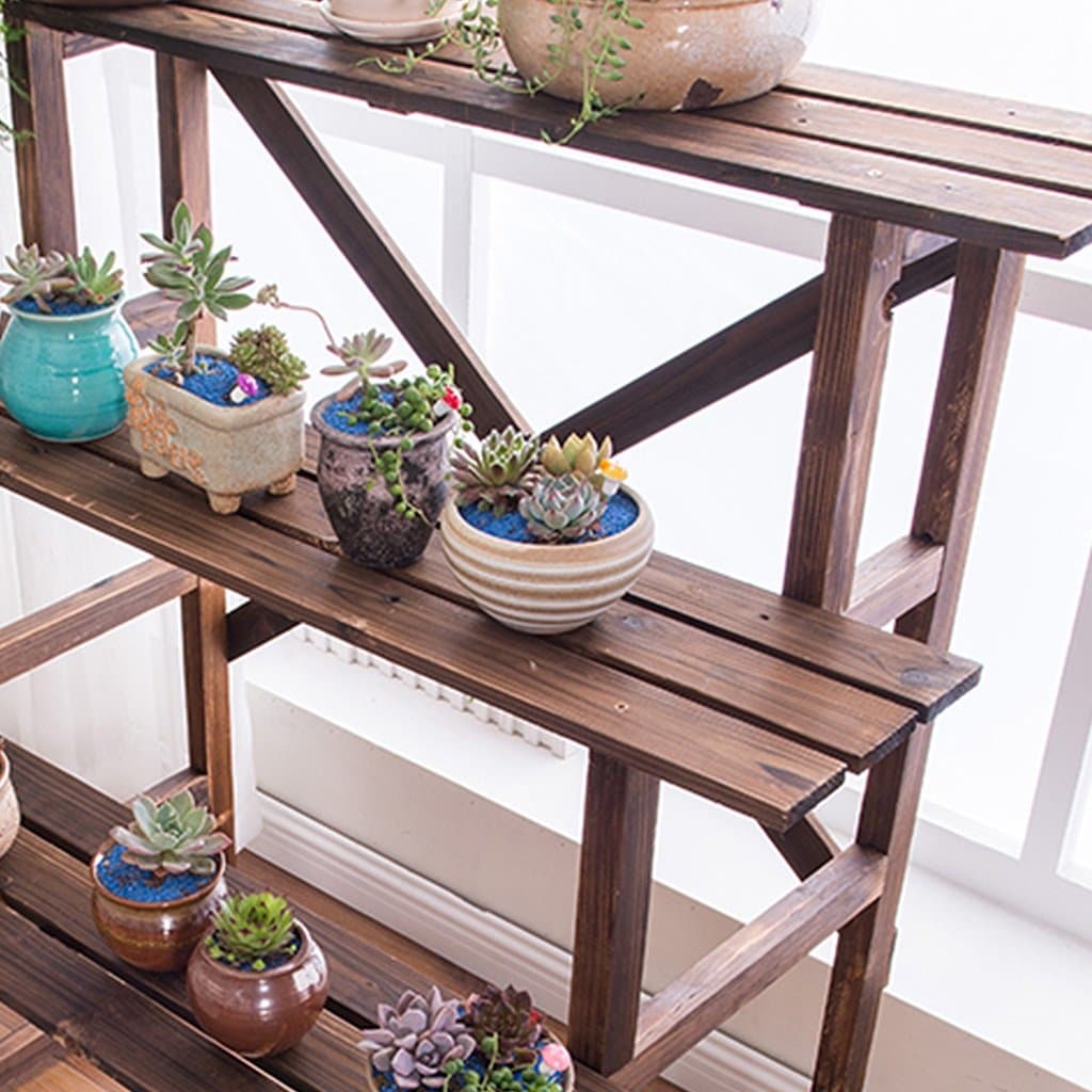 ZHEN GUO Step Style Wooden Plant Rack Display Shelving, Pine Wood Flower Shelves Pots Planters Holder Outdoor Indoor Garden, Plant Stand (Size : 3 Tier)