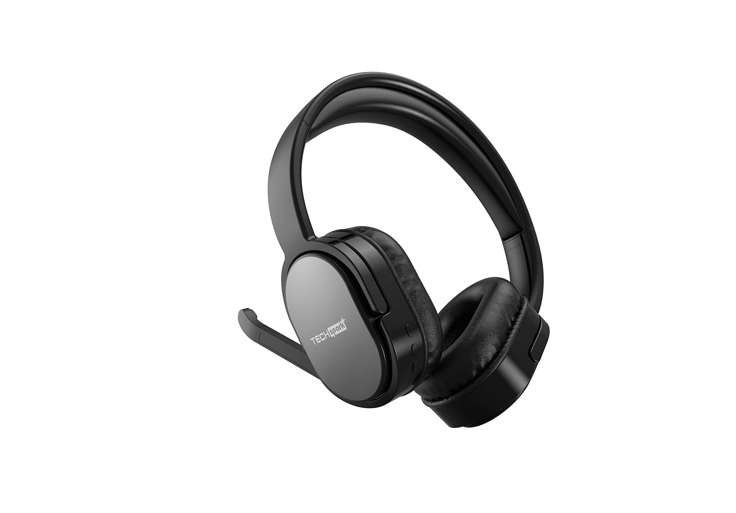 On-Ear Headphones with Adjustable mic and Dual Pairing Mode (Black)