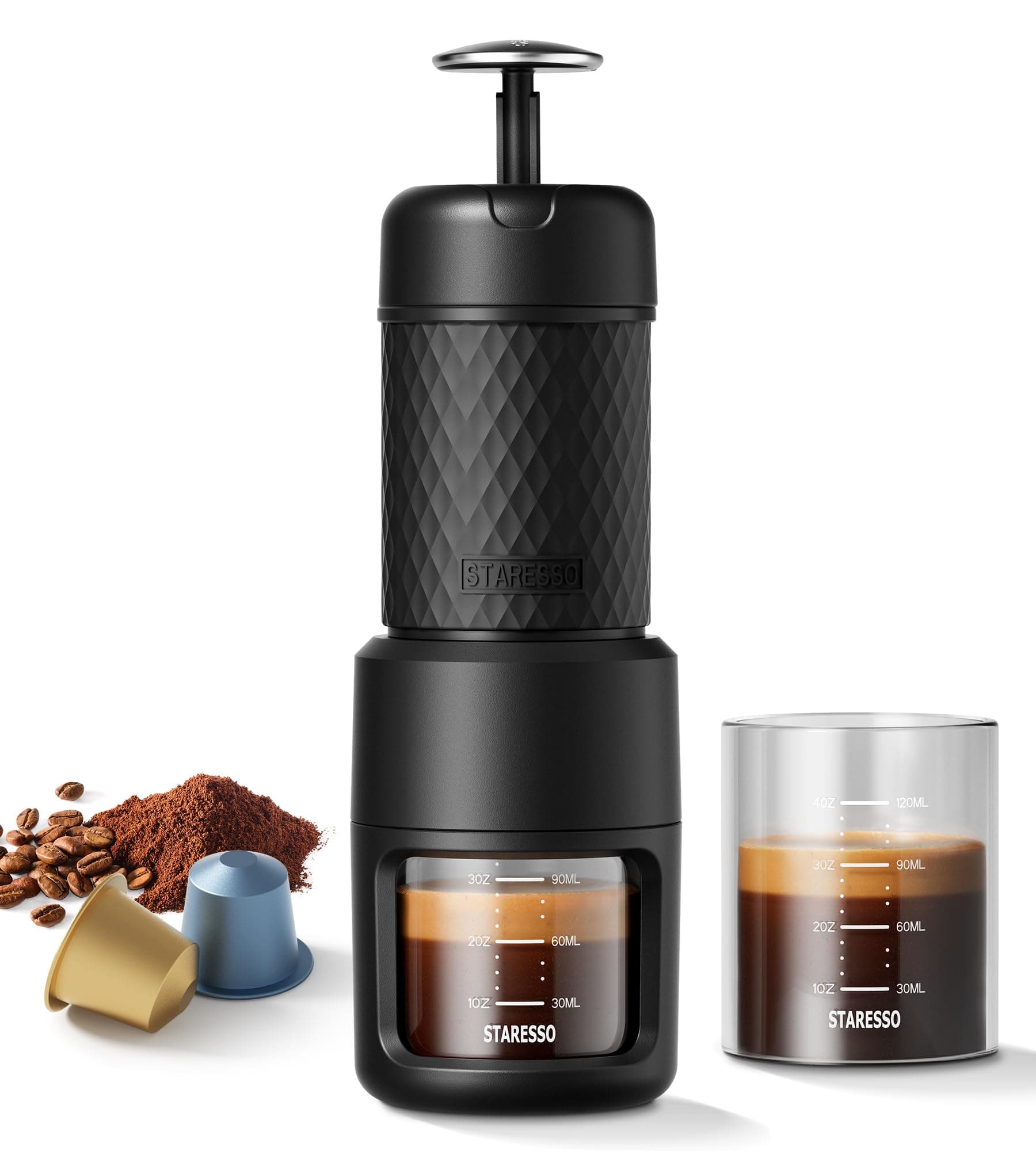 STARESSO Espresso Coffee Maker, Red Dot Award Winner Portable Espresso Cappuccino,Quick Cold Brew Manual Coffee Maker Machines All in One