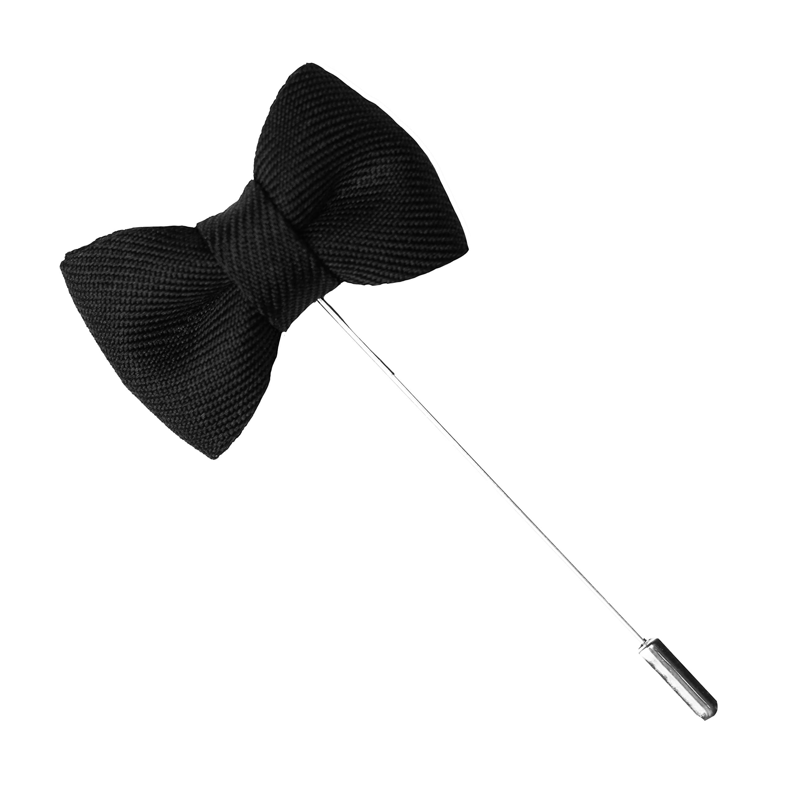 Black Cotton Twill Bowtie Men's Lapel Pin