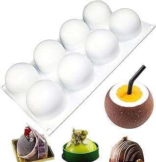 OCPO KITCHEN 3D Sphere Silicone Mold for Baking Mousse Cake Candy Pastry Chocolate Truffle Jelly Cookie Pudding, Ball Shape (8-Cavity)