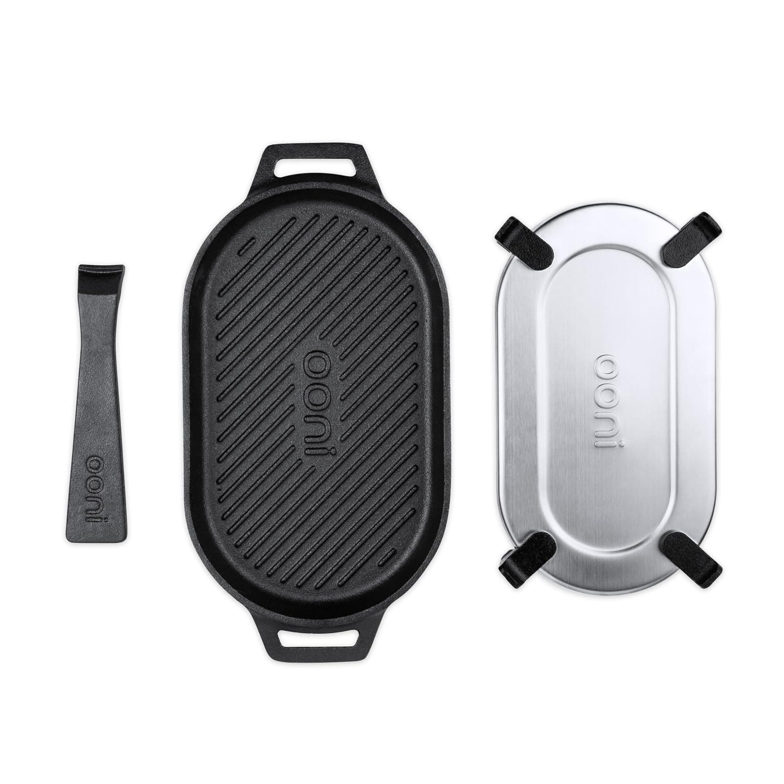 Cast Iron Grizzler Plate - Griddle Cast Iron Pan - Cast Iron Cookware with Removable Handle - Cast Iron Griddle - Pre-Seasoned Oven Safe